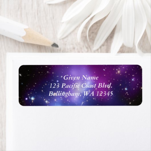 Paarse Galaxy Celestial Wedding Etiket (Insitu)