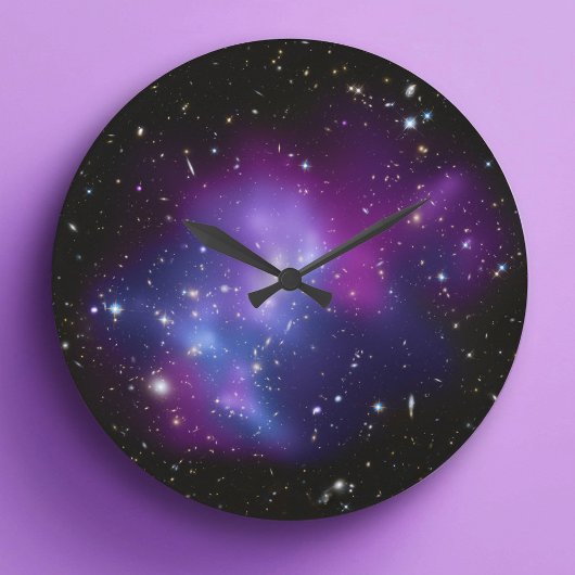 Paarse Galaxy Cluster Wall Clock Grote Klok