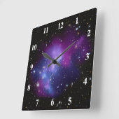 Paarse Galaxy Cluster Wall Clock Vierkante Klok (Hoek)