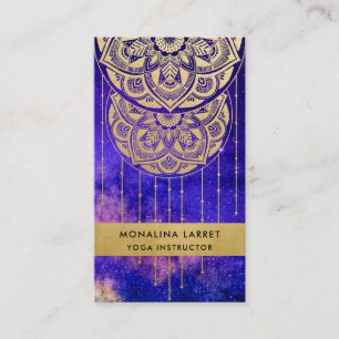 Paarse galaxy Faux Gold Foil Mandala Pattern   Visitekaartje