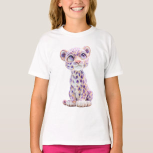 Paarse Galaxy Gespikkelde Jachtluipaard Welp Kinde T-shirt