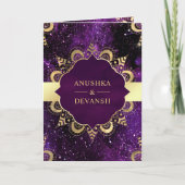Paarse Galaxy Gouden Mandala QR Code Indiase Trouw (Voorkant)