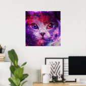 Paarse Galaxy Kat Poster (Thuiskantoor)