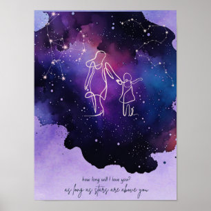 Paarse Galaxy Nursery Poster