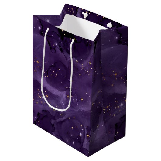 Paarse Galaxy-serie Design 8 Medium Cadeauzakje (Voorkant Gekanteld)