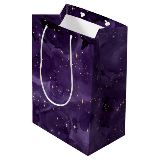 Paarse Galaxy-serie Design 8 Medium Cadeauzakje (Achterkant Gekanteld)