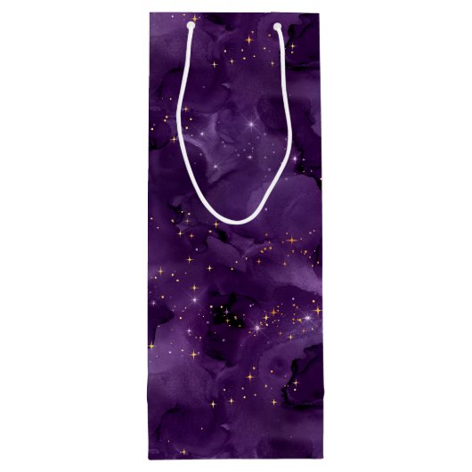 Paarse Galaxy-serie Design 8 Wijn Cadeautas (Achterkant)