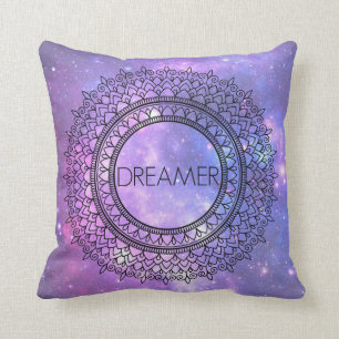 Paarse galaxy unieke Mandala Art met hand geteken Kussen
