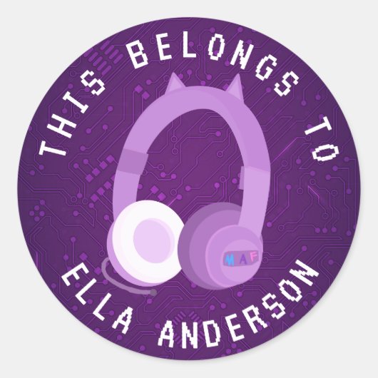 Paarse gamernaam Dit is van  Ronde Sticker (Voorkant)