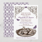 Paarse Garden Bridal Tea Party Kaart (Voorkant / Achterkant)