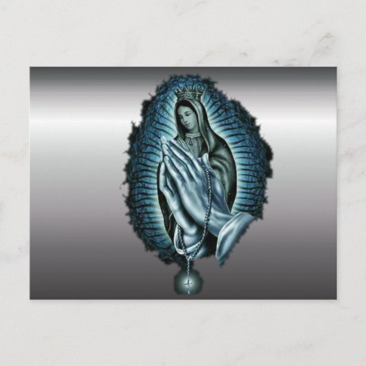 Paarse gebedde Maagd Mary Briefkaart (Voorkant)