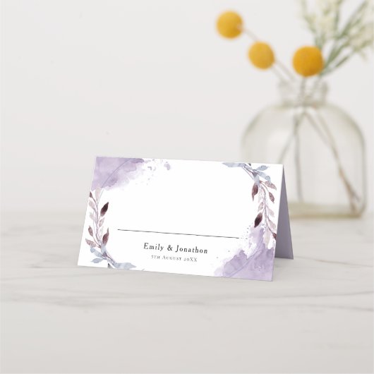 Paarse gebladerte Waterverven bruiloft (Voorkant)