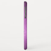 Paarse geborsteld aluminium & zwart bloemenkant Case-Mate iPhone case (Achterkant/links)