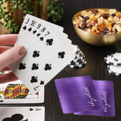 Paarse Geborstelde Metaal Handtekening Script Pokerkaarten (Insitu)