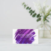 Paarse geborstelde verf visitekaartje (Staand voorkant)