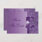 Paarse gedrukte Sequins Wedding sparen de Datum Save The Date (Voorkant / Achterkant)