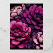 Paarse gedurfde bloem folie uitnodiging (Achterkant)