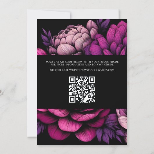 Paarse gedurfde bloem met QR-code Kaart (Achterkant)