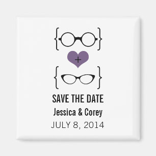 Paarse Geeky Bril Save the Date Magneet