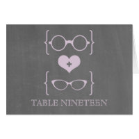 Paarse geeky Glassen Chalkboard Table Number Kaart