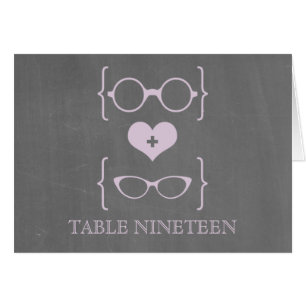 Paarse geeky Glassen Chalkboard Table Number Kaart