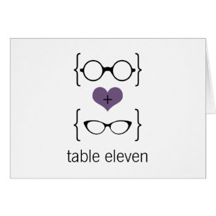 Paarse Geeky Glasses Table Number Kaart