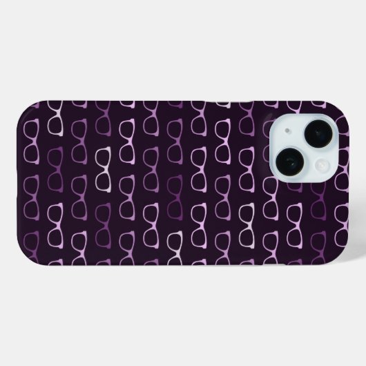 Paarse Geeky Hipster Glazen Patroon Case-Mate iPhone Case (Achterkant (horizontaal))