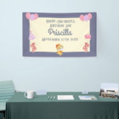 Paarse Geel Ballerina Kat Kids Verjaardagsfeest Spandoek (Beurs)