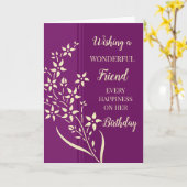 Paarse Geel Bloemen Vriend Verjaardag Kaart (Gele Bloem)