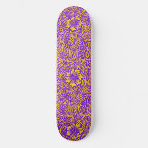   paarse geel bloemmotief skateboard