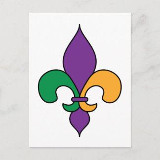 Paarse Geel Groen Fleur de Lis Mardi Gras Briefkaart