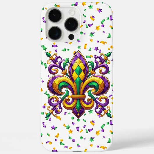 Paarse geel groen Mardi Gras fleur de lis Case-Mate iPhone Case (Achterkant)