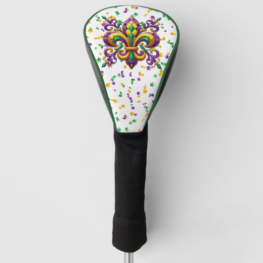 Paarse geel groen Mardi Gras fleur de lis Golfheadcover (Voorkant)