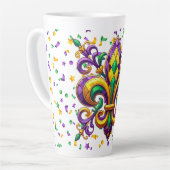 Paarse geel groen Mardi Gras fleur de lis Latte Mok (Linkerhoek)