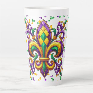 Paarse geel groen Mardi Gras fleur de lis Latte Mok