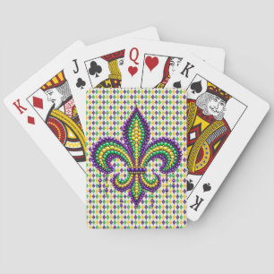 Paarse geel groen Mardi Gras fleur de lis Pokerkaarten