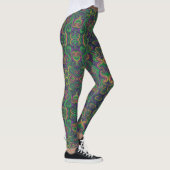 Paarse geel groene Mardi Gras wervelt abstract Leggings (Rechts)
