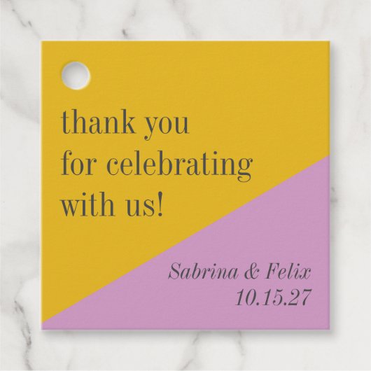 Paarse geel moderne aangepaste bruiloft dank u bedankjes labels (Voorkant)