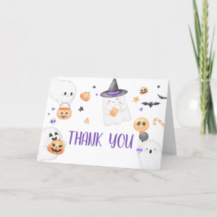Paarse Geest Halloween Little Boo Baby shower Bedankkaart