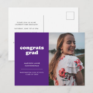 Paarse Gefeliciteerd Afstudeerder Foto Afstuderen  Briefkaart