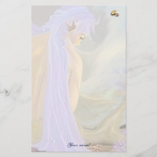 Paarse gehaaste zeemeermin! briefpapier (Voorkant)