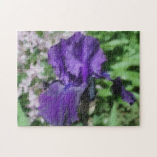 Paarse gekaarde irisklep fotoschilderen legpuzzel
