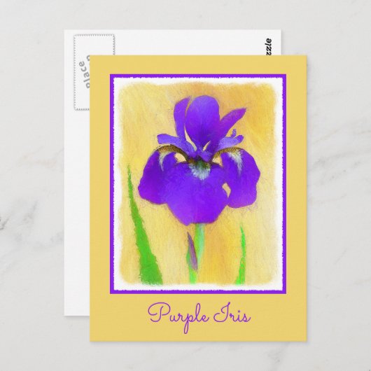 Paarse gekaarde irisschilderingen - Kute Original Briefkaart (Voorkant / Achterkant)