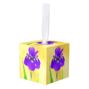 Paarse gekaarde irisschilderingen - Kute Original Kubus Ornament