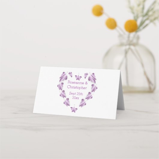 Paarse gekleurde vlinders ontwerp bruiloft (Achterkant)