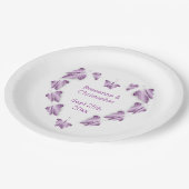 Paarse gekleurde vlinders ontwerp bruiloft papieren bordje (Gekanteld)