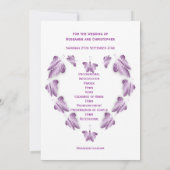 Paarse gekleurde vlinders ontwerp bruiloft program (Achterkant)