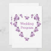 Paarse gekleurde vlinders ontwerp bruiloft program (Voorkant / Achterkant)