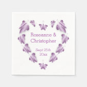 Paarse gekleurde vlinders ontwerp bruiloft servet (Voorkant)