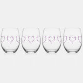 Paarse gekleurde vlinders ontwerp bruiloft wijnglas zonder voet (Achterkant)